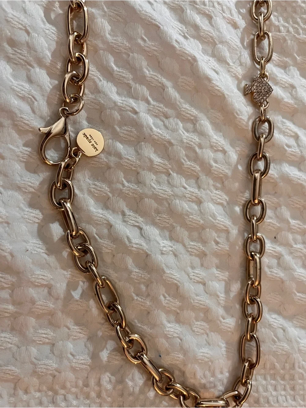 kate spade Gold-Tone Link Charm Belt with Logo Disc